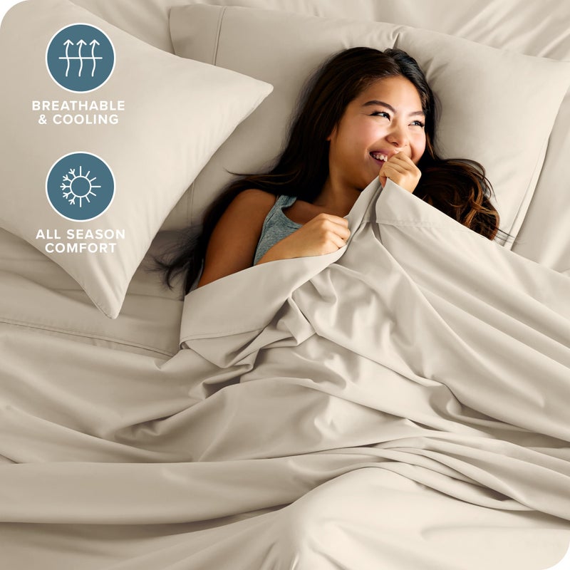 Bare Home Full Sheet Set - Luxury 1800 Ultra-Soft Microfiber Full Bed Sheets - Double Brushed - Deep Pockets - Easy Fit - 4 Piece Set - Bedding Sheets & Pillowcases (Full, Sand) - Image 3